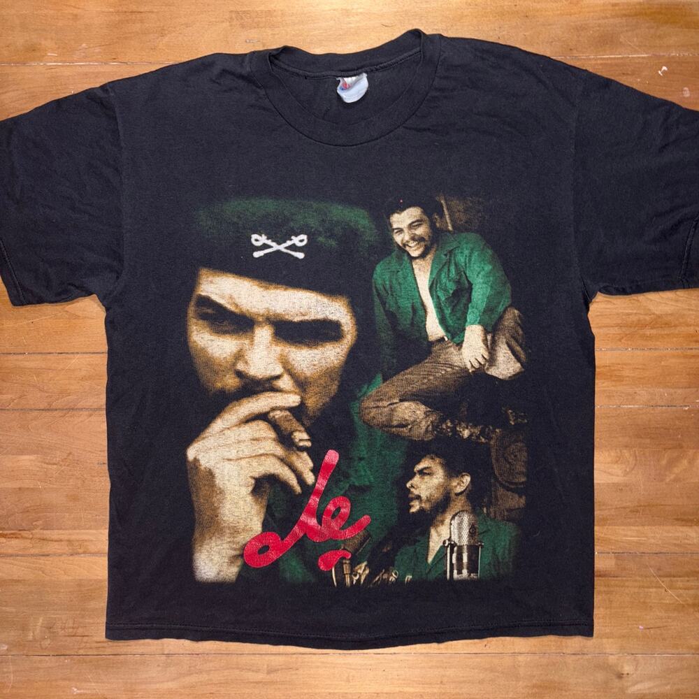 VTG 90s Che Guevara Multi Portrait Graphic TShirt Black Cuba Revolution Rap Tee